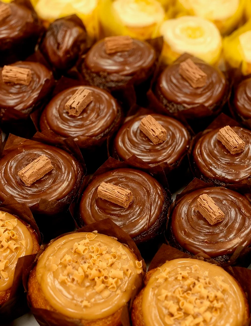Chocolate and caramel muffins on the Wedges counter